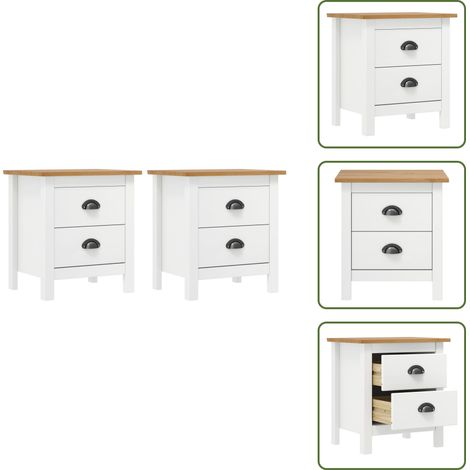 Comodino in pino - vidaXL Comodini Hill Bianchi 2 pz 46x35x49,5 cm Legno Massello di Pino -