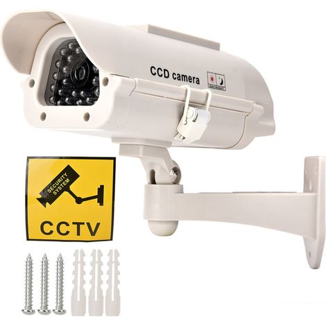 Caméra factice d'énergie solaire, moniteur imperméable extérieur de simulation de surveillance factice extérieure avec la lumière de LED (1/5)