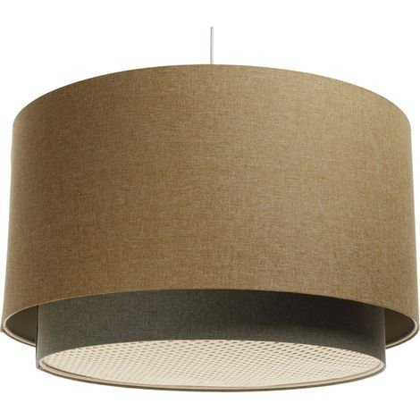 Suspension boho élégant en tissu et rotin pour ambiance chaleureuse - Ø 50 cm - H31 cm (1/5)
