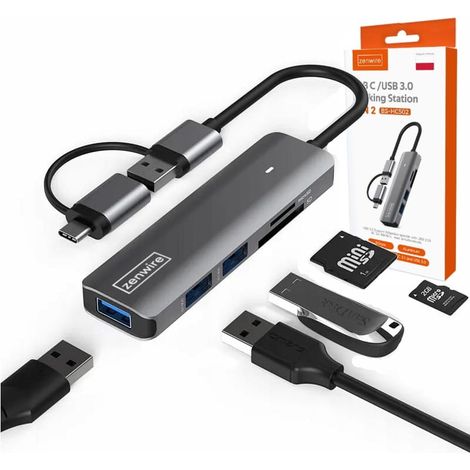 Adaptateur Zenwire combo hub USB-C USB 3.0 BS-HC502 (1/5)
