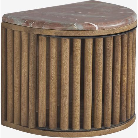 SKLUM Schwebender Nachttisch 40x30 cm aus Mangoholz und Naturstein Talix Mangoholz – Roter Chigan-Marmor (1/5)