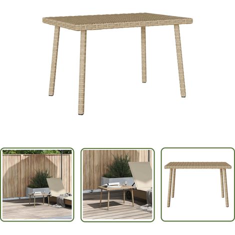 VidaXL Table basse de jardin rectangulaire beige 60x40x37 cm rotin (1/5)