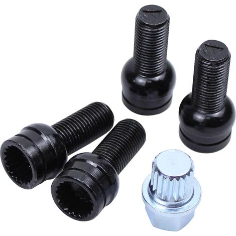 Radbolzen und Radmutternschlüssel M14 x 1,5 für Passat B6, Golf 4, Golf 5, Polo 9N, Touran, Jetta, Beetle, Bora, Caddy, Eos, Fox A2, A3 8P, A4 B5, A6 4F, A8 TT, Altea, Ibiza, Leon, Toledo, Fabia, Octa (1/5)