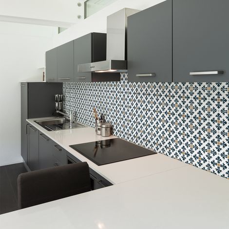 Sticker Mural Carrelage adhésif Cuisine Salle de Bain - 60 STICKERS CARRELAGES AZULEJOS ALIOSIO - 60stickers10x10cm (1/5)