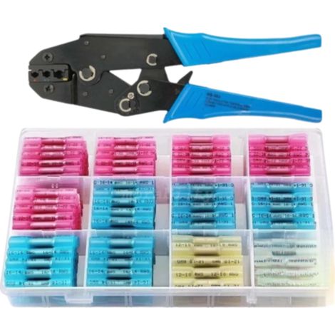 Connecteur Serré à Rétraction Thermique - 220 Pièces - Cuivre Étamage Rouge - Isolation PVC - Joint Étanche avec Adhésif Fusible - Pour Câblage Électrique (1/5)