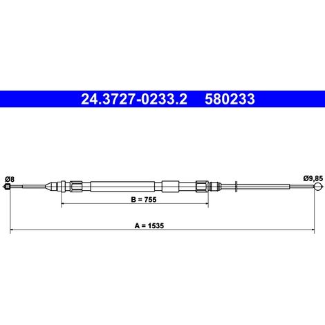 Tirette à câble, frein de stationnement ATE 24.3727-0233.2 BMW 34 40 6 760 444