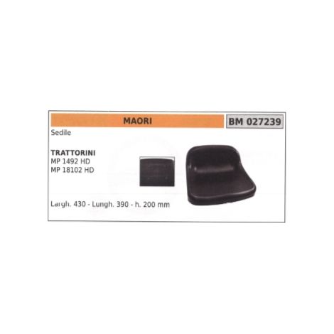 Sedile MAORI trattorino MP1492HD larghezza 430 mm lunghezza 390 mm h. 200 mm