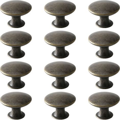 Türknöpfe, Schubladenknöpfe, Möbelknöpfe, runde Schrankknöpfe, antike Messingknöpfe, Griffe im Vintage-Chic-Stil, Schrankknöpfe für Küche und Schlafzimmer (12, Bronze) (1/4)