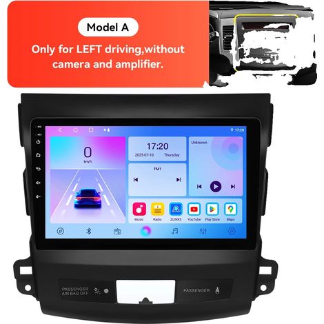 Autoradio, touchscreen, funzioni multimediali, compatibile con Outlander 2 / 4007 / C-Crosser (2007-2013), T3 CP A (1/2)