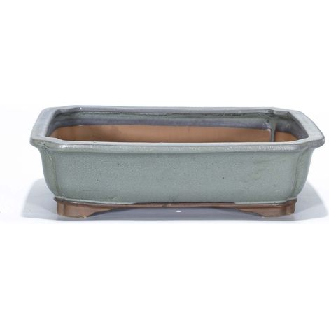 Vaso bonsai smaltato rettangolare cm. 31 Grigio