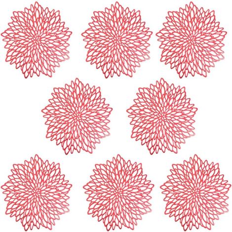 PVC-Tischsets, 8er-Set, dekorative Tischsets, abwaschbare Untersetzer, hohl, isolierend, hitzebeständig, strapazierfähig, rot