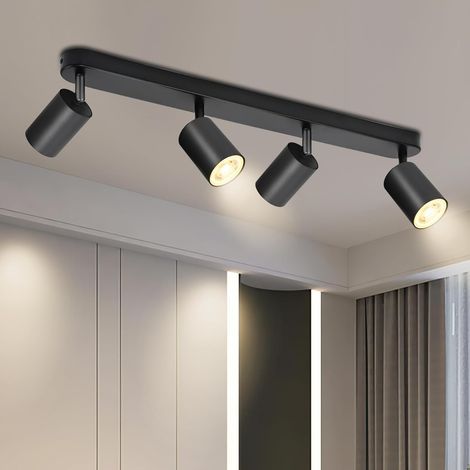 Adjustable GU10 Black Aluminum Ceiling Spotlights for Indoor Lighting in Kitchen, Living Room, Bedroom (1/5)