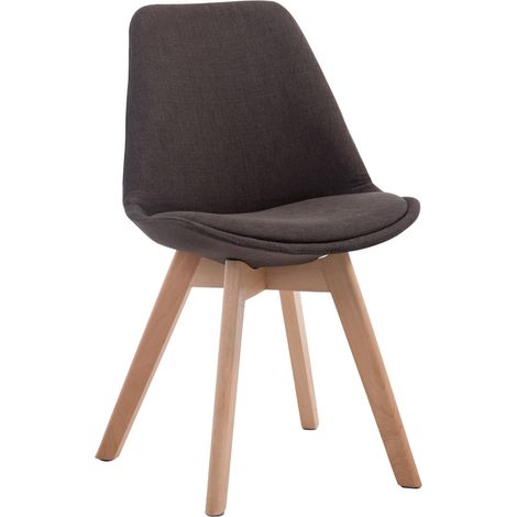 Chaise de salle à manger x1 design scandinave en tissu gris foncé et piètement à 4 pieds en bois clair 100003271 (1/5)