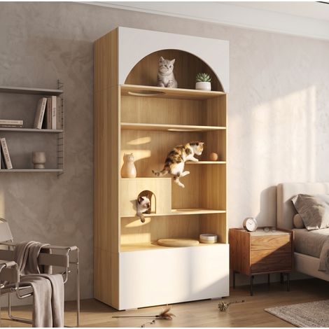 Armario para gatos con zona de escalada y almacenaje 90 x 50 x 202 cm OKWISH (1/5)