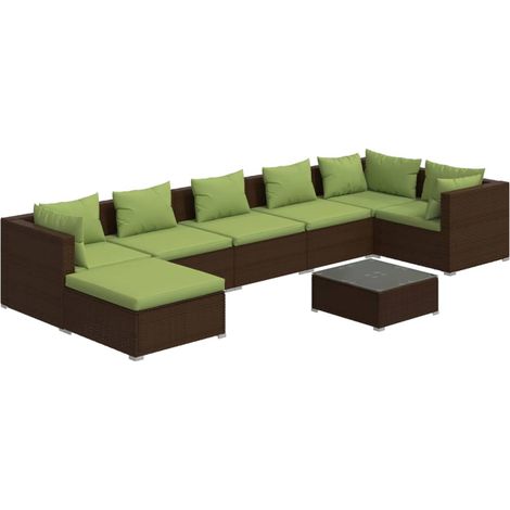 8 PCS Garden Lounge Set con cojín mimbre Pe Brown (1/5)