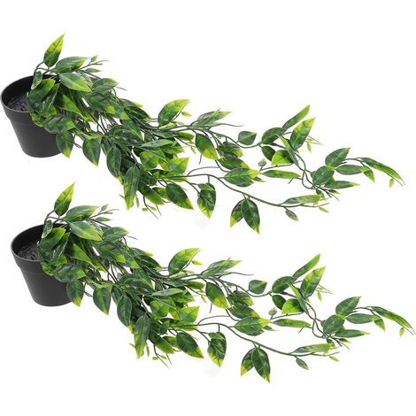 Plantes Artificielles Suspendues en Pot 2 Pièces PVC Réalistes (1/5)