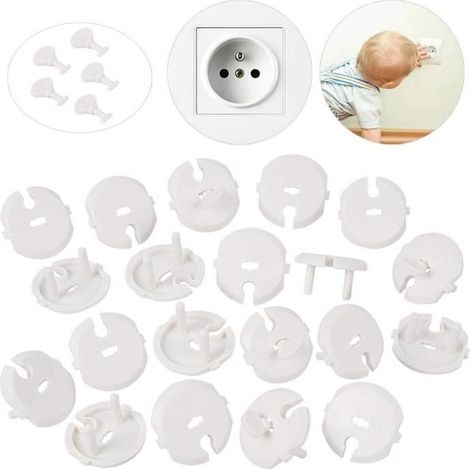 30pcs (25 caches + 5 clés) Caches Prises pour enfant Sécurité de Courant avec Caches Prises à mécanisme tournant (1/4)