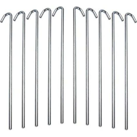 Lot de 50 piquets de Tente en Acier galvanisé 22,9 cm Argenté. (1/5)