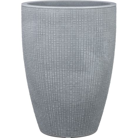 Scheurich Barceo High 40, vase/pot à fleurs/jardinière, cylindrique, coloris: Stony Grey, fabriqué avec du plastique recyclé, pour l’extérieur
