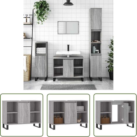 Maison Exclusive Badschrank Grau Sonoma 80x33x60 cm Holzwerkstoff