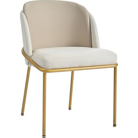 ELVMI Set di 2 Sedie da Pranzo, Schienale Ergonomico, Piedini Regolabili, Similpelle PVC, Legno e Ferro, Beige (1/5)