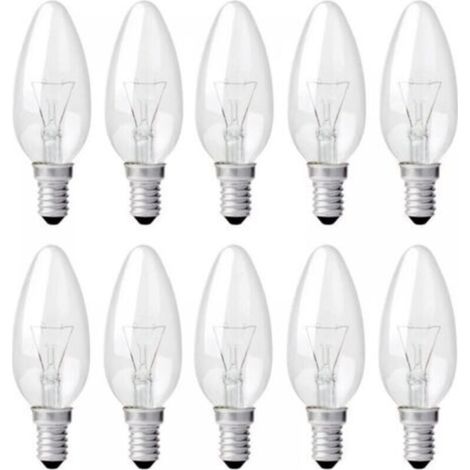Ampoule Incandescence Bougie E14 40W 230V, Ampoule Flamme E14, Dimmable Blanc Chaud 2700K, 400LM, C35 Ampoule Transparent, Pour Lustre, Lampe de Bureau, Pack de 10 (1/5)