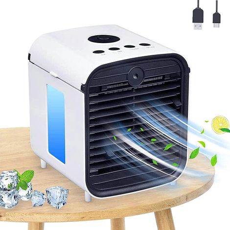 Mini climatiseur d'air portable 3 en 1 USB, refroidisseur d'air mobile avec humidificateur et purificateur, 3 vitesses, ventilateur de refroidissement personnel pour maison, bureau, chambre, dortoir, (1/5)