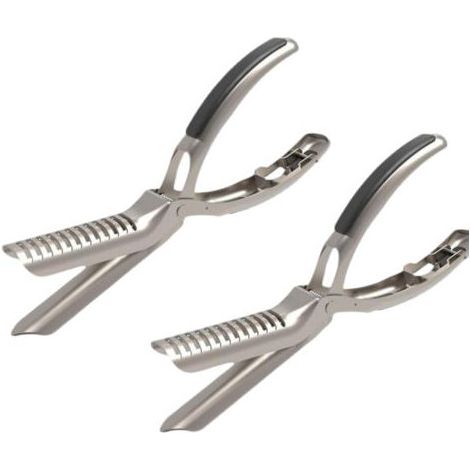 Zwei versilberte Werkzeuge zum Häuten von Rippchen (je 22 x 7 cm), ideal zum Grillen von Rippchen. Ein unverzichtbares Küchenutensil. (1/4)