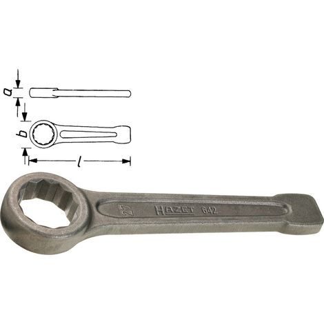 Hazet Clé polygonale à frapper - Profil à 12 pans extérieurs - Taille: 55 - Longueur totale: 270 mm - 642-55