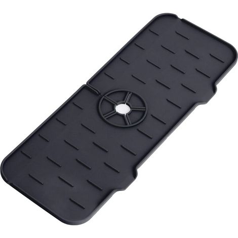 Protection anti-éclaboussures silicone pour évier Poignée robinet Bac récupérateur gouttes et tapis absorbant Pour cuisine, salle bain, camping-car, maison campagne (1/5)