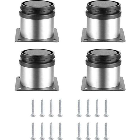 4 Pièces Pieds de Meubles Réglables, XU, Pied de Table Reglable Hauteur Métal, Pieds Meuble Cuisine, Pieds de Meubles Armoires éTagèRes Table Acier Inoxydable, Avec Vis (50X50MM, Argent) - KZQ (1/4)