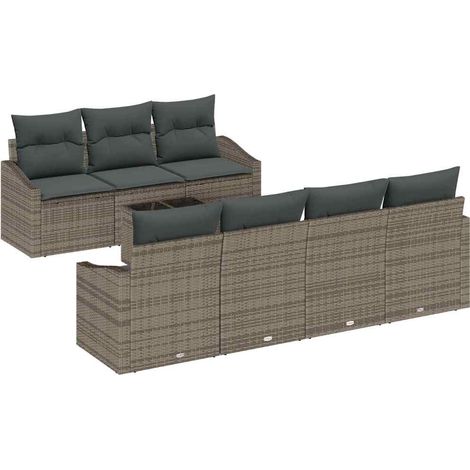 Sofa Set with Cushion with Storage 8 pcs Grey Poly Rattan vidaXL