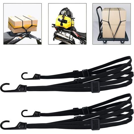 2 Pièces Tendeurs Elastique avec Crochets, étendeur vélo, Sangle élastique Moto, Sangle Bagage, Sangle de Casque, Tendeurs Elastique Noir, Sangle Moto etc (90 cm, 2 Pièces) (1/4)