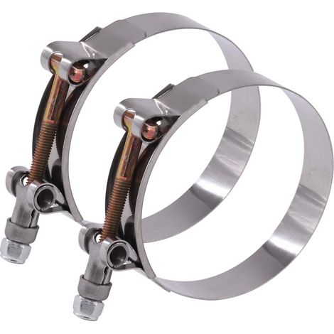 2 pièces 19-21 cm Colliers de serrage en acier inoxydable en T pour entrée turbo, colliers pour tuyau souple intercooler (19-21 cm) (1/5)