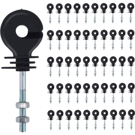 Isolateurs à Visser,50 Pièces isolateur Cloture Electrique Clous d'isolation de clôture électronique Isolateur de Poteau de clôture,Accessoires de clôture électronique,pour Poteau en Bois (1/5)