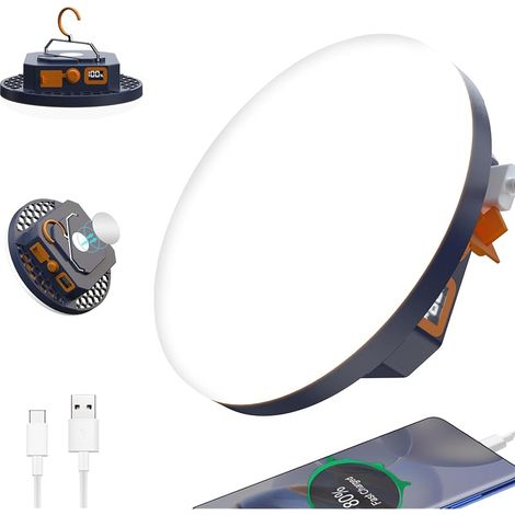Lanterne de Camping Portable 9900mAh Power Bank, 2000LM Tente Lampe Rechargeable,IP65 Résistant à l'eau LED Lampe Camping, Travaux, Chasse, Pêche, Randonnée,Urgence, Panne (1/5)