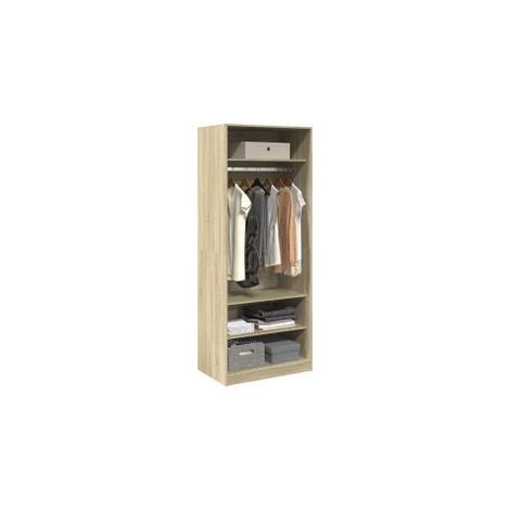 Armoire dressing 1 penderie 3 étagères 80cm - Collection Klozer-Chêne clair
