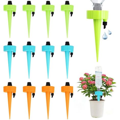 Un ensemble de 12 dispositifs d'arrosage automatique avec flèches, adaptés aux systèmes d'irrigation automatique pour plantes en pot, fleurs, pots de fleurs, semis et autres plantes. (1/4)
