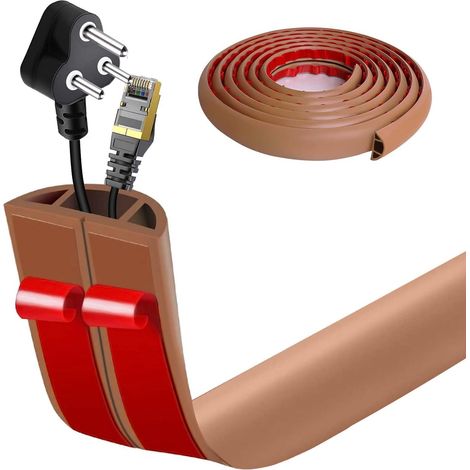 Goulotte de Câble au Sol Auto-Adhésive Passage de Câbles Plat Flexible Protection Anti-Trébuchement pour Bureau Maison Brun 3cm x 3m (1/5)
