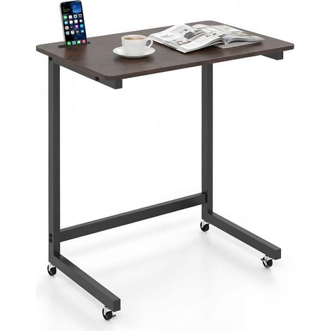 Base 6,5 cm table d'appoint en C à roulettes, support téléphone, table ordinateur pour canapé et lit (1/5)