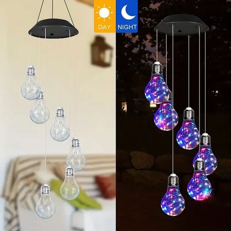 Solarbetriebenes Windspiel mit bunten Lichtern für den Außenbereich, ein einzigartiges Geschenk für Frauen, Großmütter und zur Dekoration von Garten und Balkon. - Crezuo (1/4)