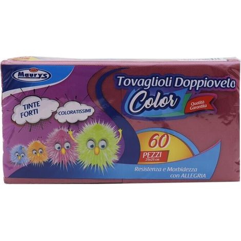 MAURY'S TOVAGLIOLI COLORATI A DOPPIO VELO 25 X 25 CM COLORE BORDEAUX 60 PEZZI