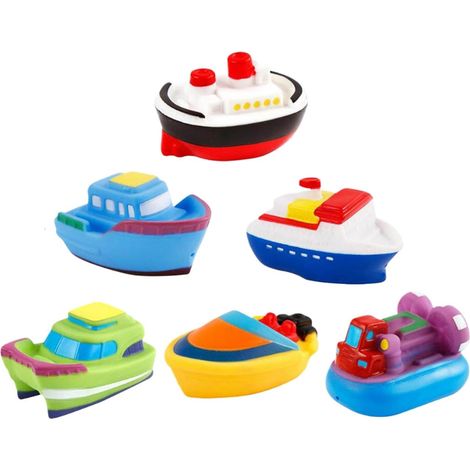 Juego de botes de baño: juego de juguetes de agua flotante de 6 piezas, botes coloridos para actividades en la piscina, diseño divertido para nadar de forma segura, objetos livianos para jugar en el a (1/5)