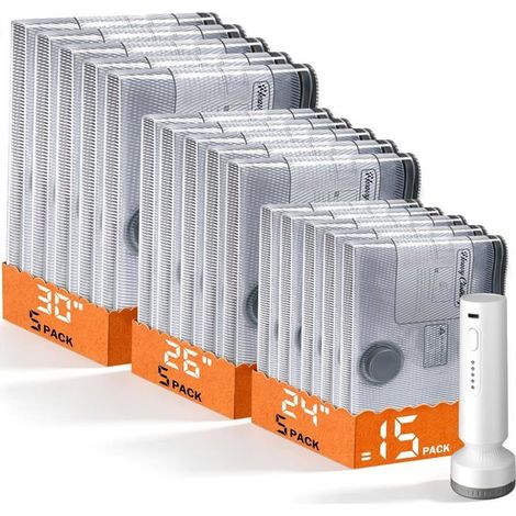 Lot de 15 sacs rangement sous vide voyage – Pompe sans fil rechargeable – Pour vêtements (1/5)