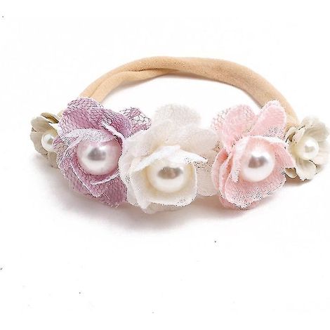 Baby-Haarreif mit künstlicher Blume, aus weichem und elastischem Nylon, Prinzessinnenstil, für Mädchen, niedlich, für Neugeborene und Kleinkinder (ab 8 Tagen) - 8 (1/5)