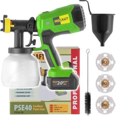 Procraft PSE40bb Pistolet de peinture pulvérisateur sans fil 20 V Solo - sans batterie, sans chargeur