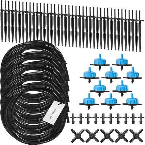 HOLZBRINK Kit n°4 pour l’arrosage du jardin avec raccord en croix et goutteur bleu, débit 8l/h, 10 Sets, HTB-04-B-10