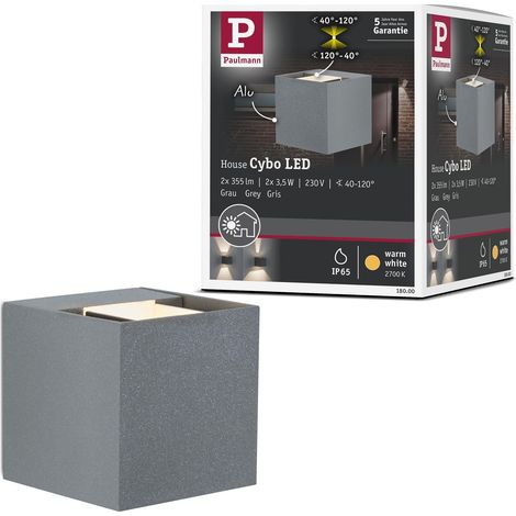 Kit Spot en saillie spécial Cybo LED 2x3W, 230V, IP65, carré, 80x80mm, Gris, Alu (1/5)