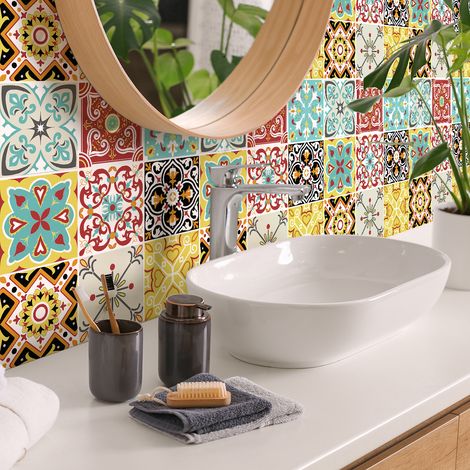 Sticker Mural Carrelage adhésif Cuisine Salle de Bain - 9 STICKERS CARRELAGES AZULEJOS VIFRINA - 9stickers15x15cm (1/5)