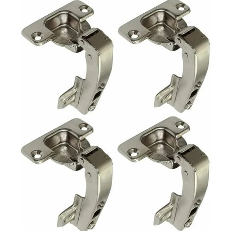 Set mit 4 unsichtbaren 90°-Clip-Scharnieren – für Ecktüren von einflügeligen Möbeln – mit Soft-Close-Mechanismus